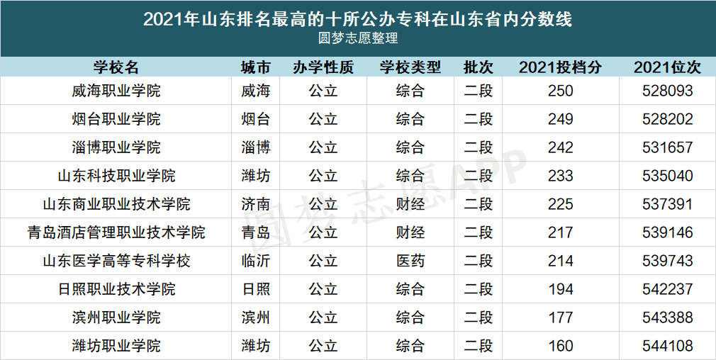 山东专科学校排名 山东最好的公办专科学校排名2022 高考100