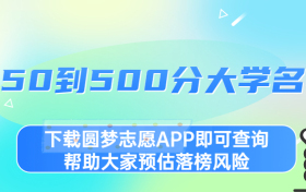 450到500分大学名单汇总：2023高考450到500分能上哪些大学？