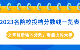 2023各院校投档分数线一览表(本专科最低分)