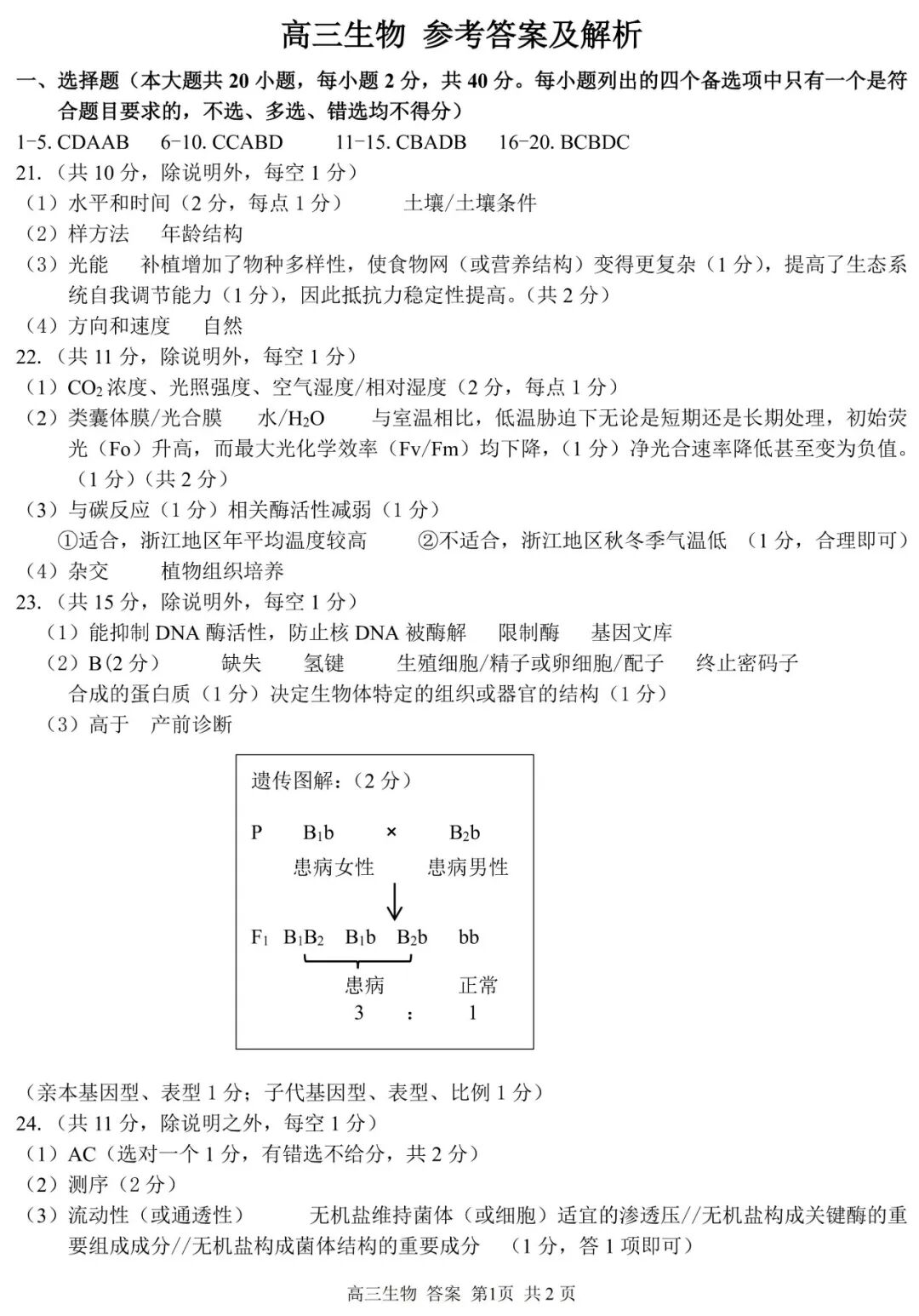 生物答案